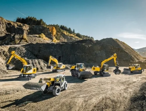 Earthmoving fleet at a quarry