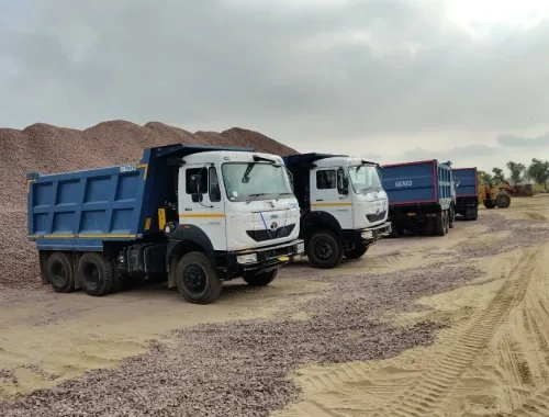 Tipper trucks at a quarry